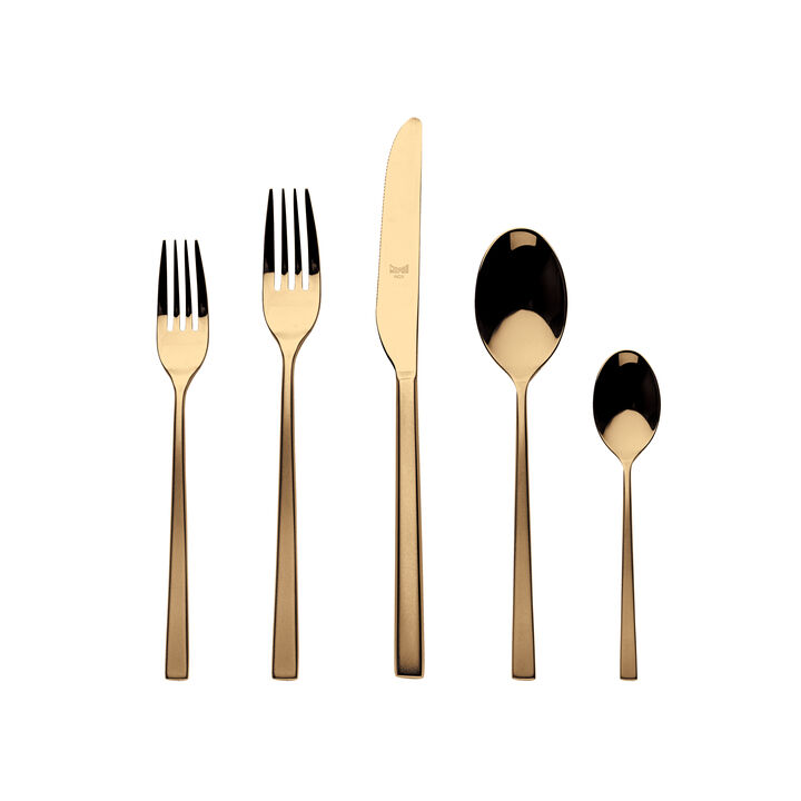 Atena Frozen Gold Flatware Set (5 Pieces)