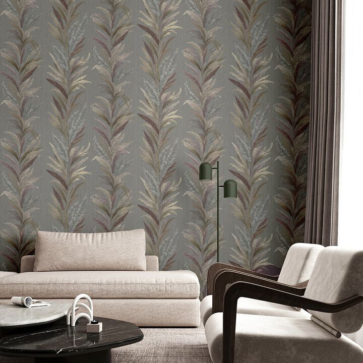 Ornamenta Tree Leaf Silver Grey Wallpaper 35901