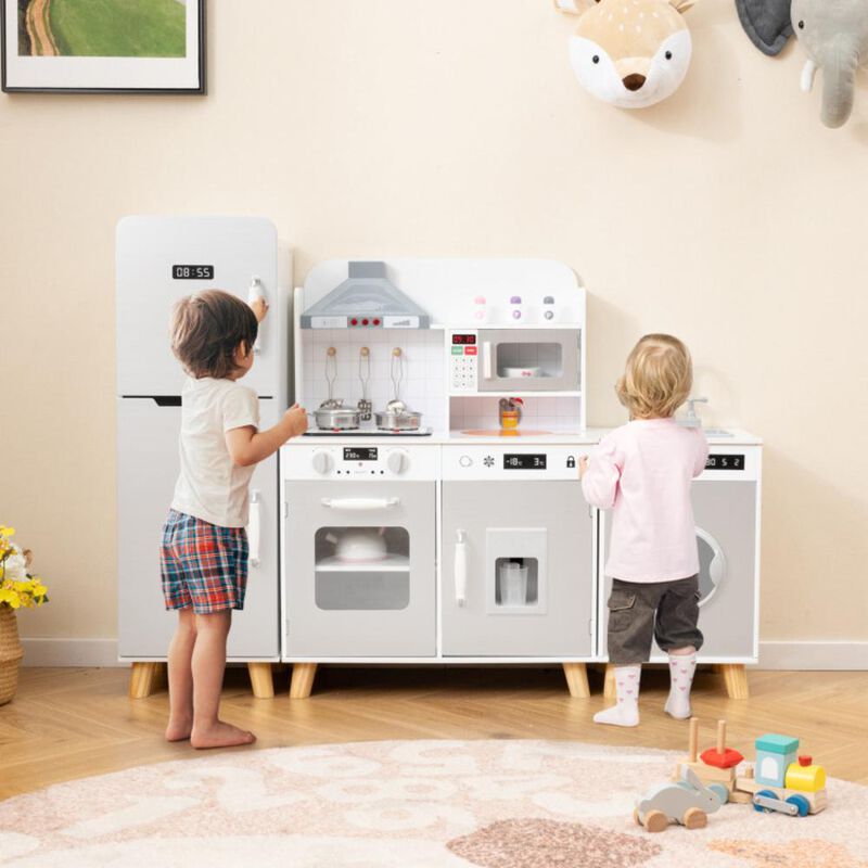 Hivvago Kids Kitchen Playset 3-in-1 with Refrigerator and Washing Machine