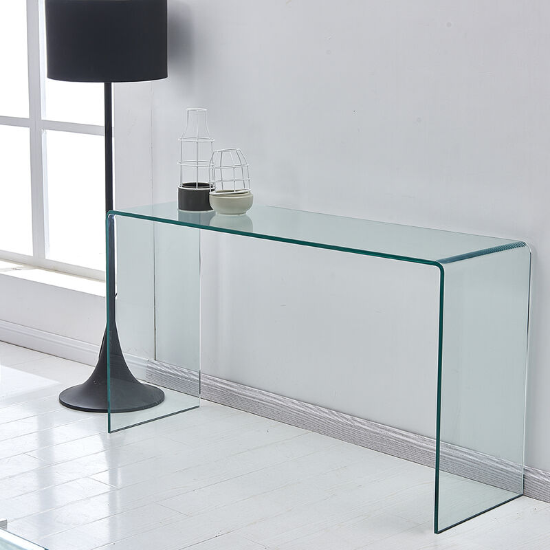 Transparent Console Table Tempered Glass Table with Rounded Edges Ideal for Living Rooms or Entryways