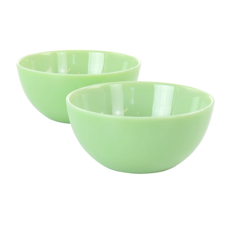 Martha Stewart 2 Piece 6 Inch Jadeite Glass Bowl Set in Jade Green