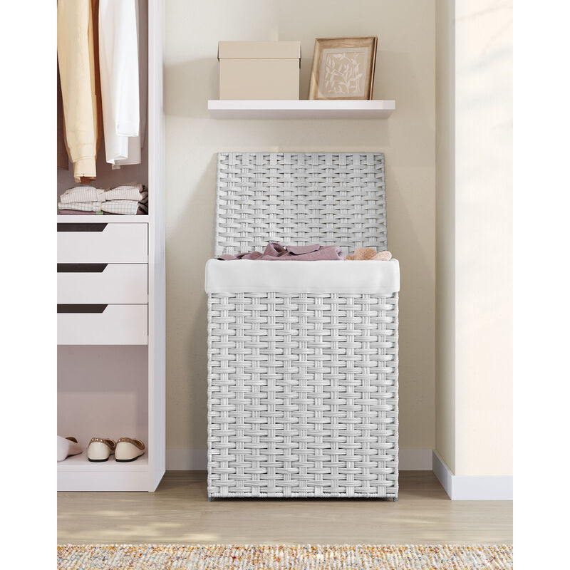 Laundry Hamper with Lid &ndash; Durable Synthetic Rattan Basket for Clothes, Towels & Family Laundry