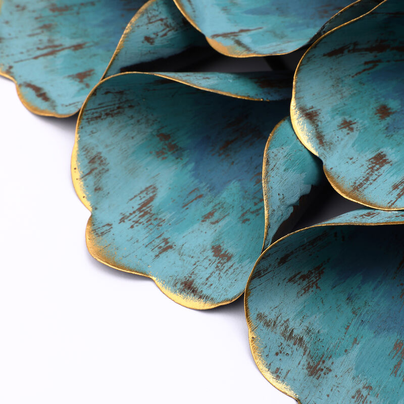 24" Rosette Metal Floral Wall Art Decor, Teal Blue image number 8