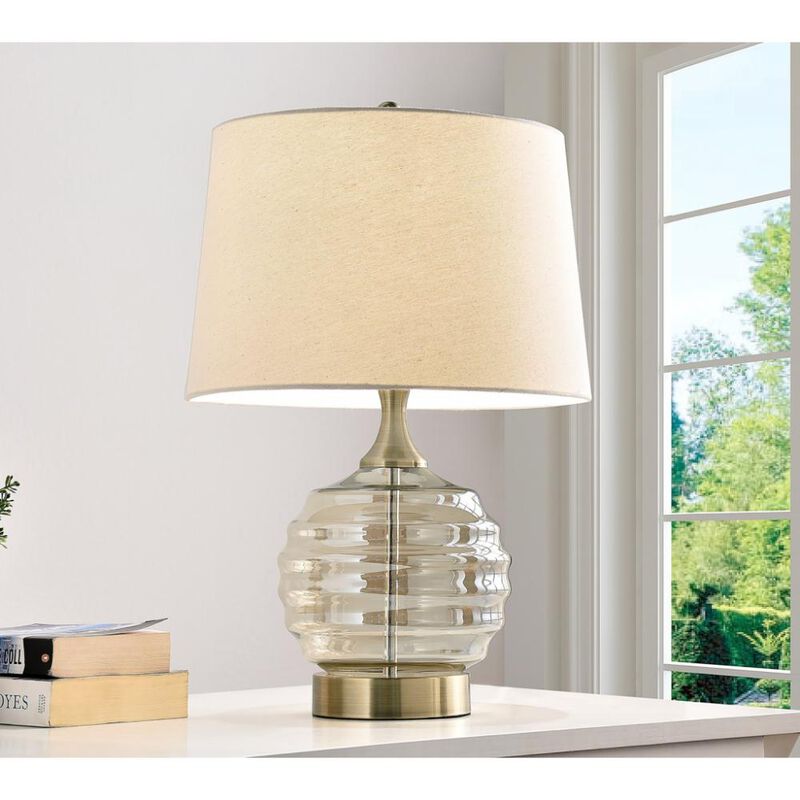 Hivvago 23" Off-White Metal Bedside Table Lamp With Off-White Shade