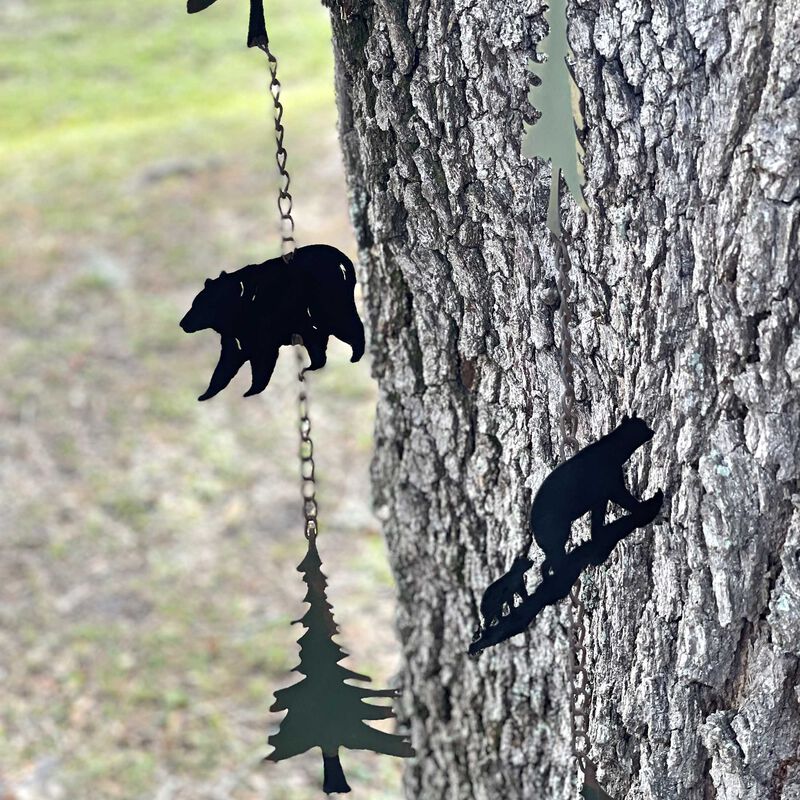Set of 2 Rain Chains with Bears and Trees, 52-Inch, Decorative Downspout image number 6