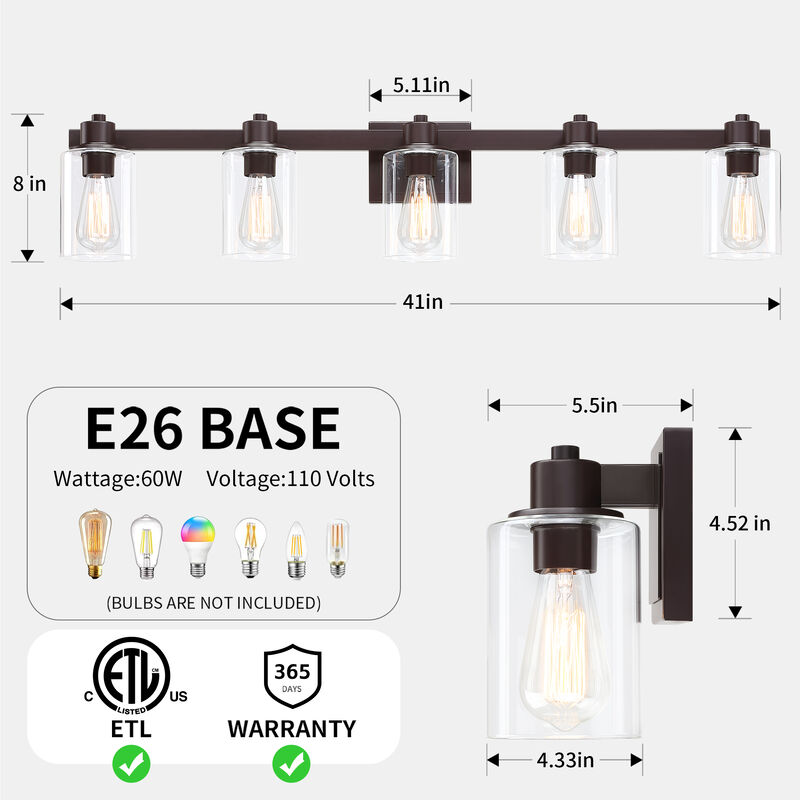 40.6" Modern 5-Light Dimmable Indoor Wall Sconce image number 2
