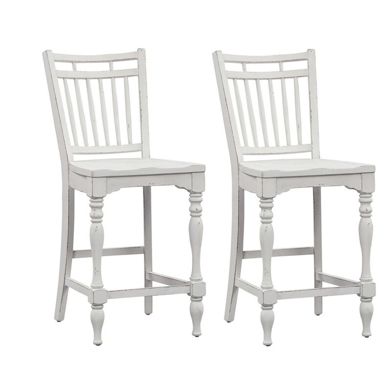 Liberty Furniture Magnolia Manor Spindle Back Counter Chair (RTA)-Set of 2 in Antique White image number 0