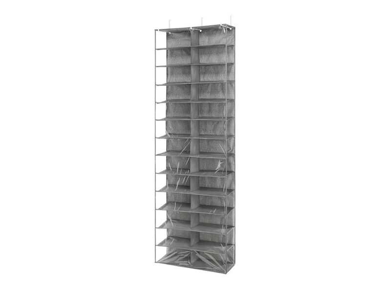 Over Door Shoe Rack Gray Shelves 26 Sections Crosshatch image number 0