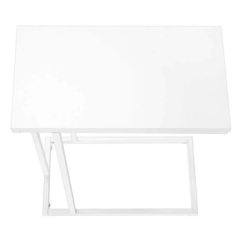 Monarch Specialties I 3468 Accent Table, C-shaped, End, Side, Snack, Living Room, Bedroom, Metal, Laminate, White, Contemporary, Modern image number 7