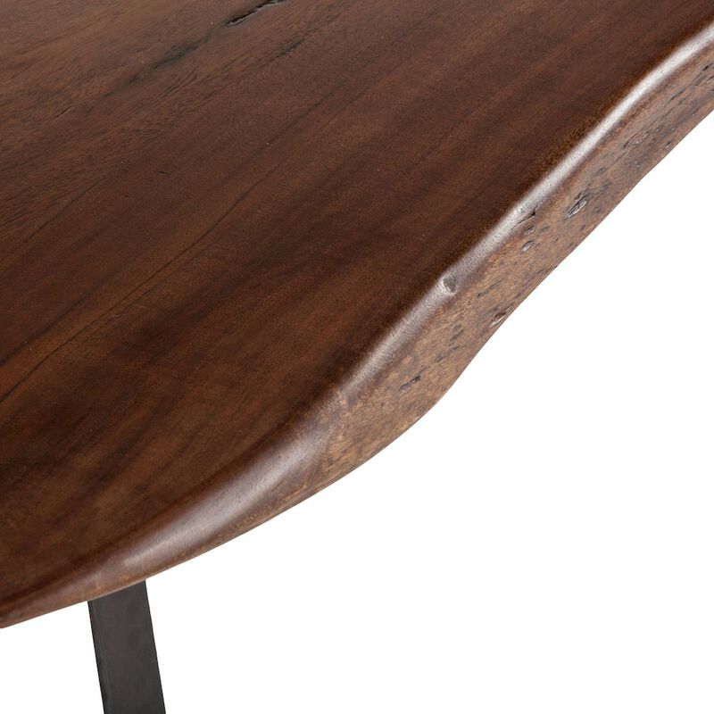 World Interiors Nottingham 106-Inch Acacia Wood Live Edge Dining Table in Walnut Finish