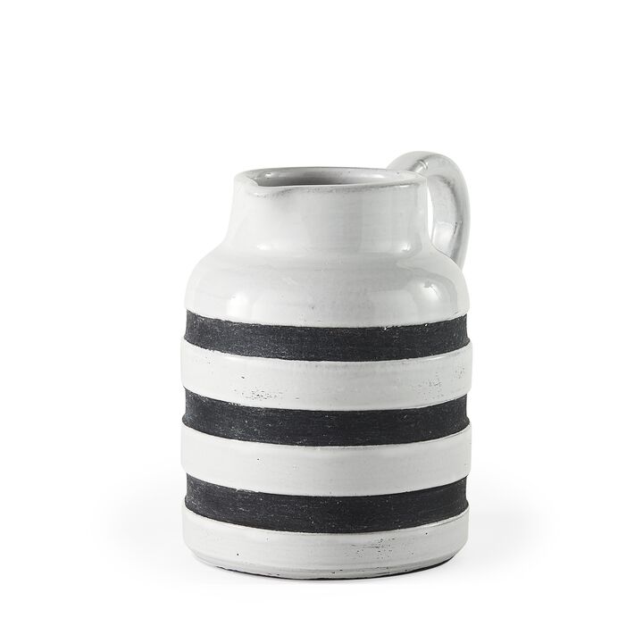Decorative Ceramic Jug with Stripe Design for Home or Dining Decor
