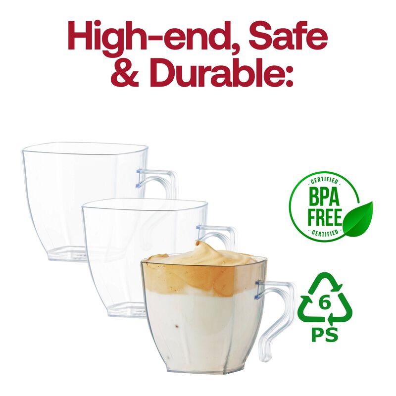 2 oz. Clear Square Plastic Mini Coffee Tea Cups (240 Cups) image number 5