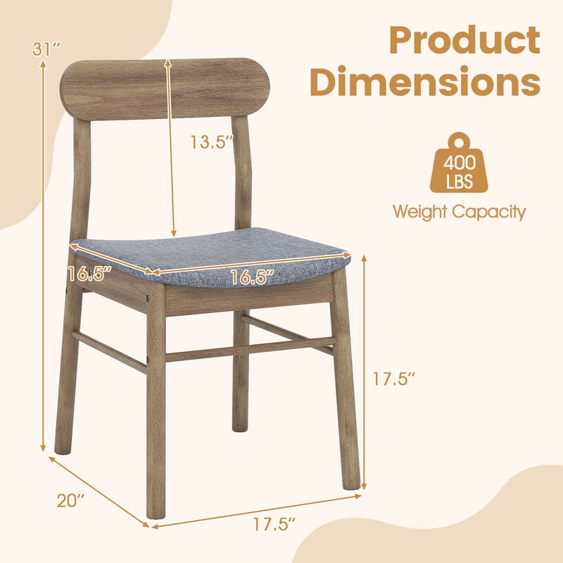 Set of 4 Upholstered Kitchen Chairs with Fabric Seats and Wood Frame image number 2