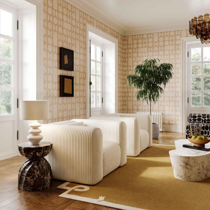 Casafoyer Tarra Fluffy Oversized Cream Corduroy Armchair