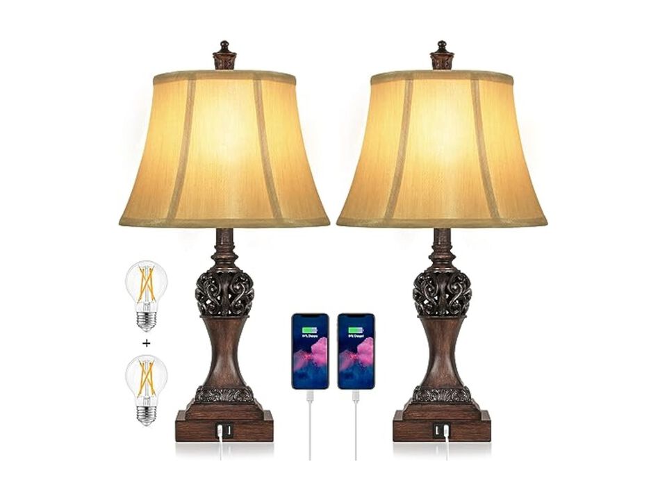 Dimmable Touch Control LED Traditional Home Decor Lamps Set Of 2 For Living Room