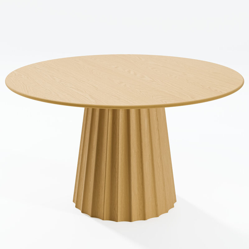 52 Inch Primary Color Round Wooden Dining Table Seats 4-6 People, Suitable for Living Room and Dining Room