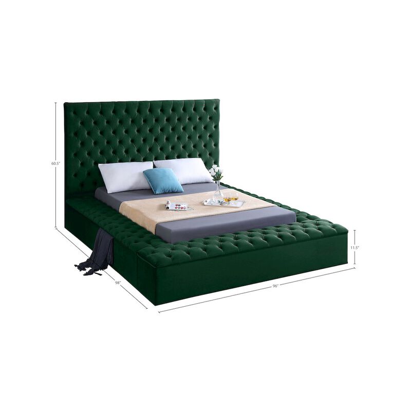 Meridian Furniture Bliss Green Velvet King Bed