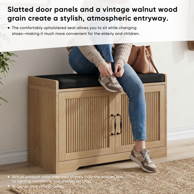 Dempal entryway shoe storage bench image number 4