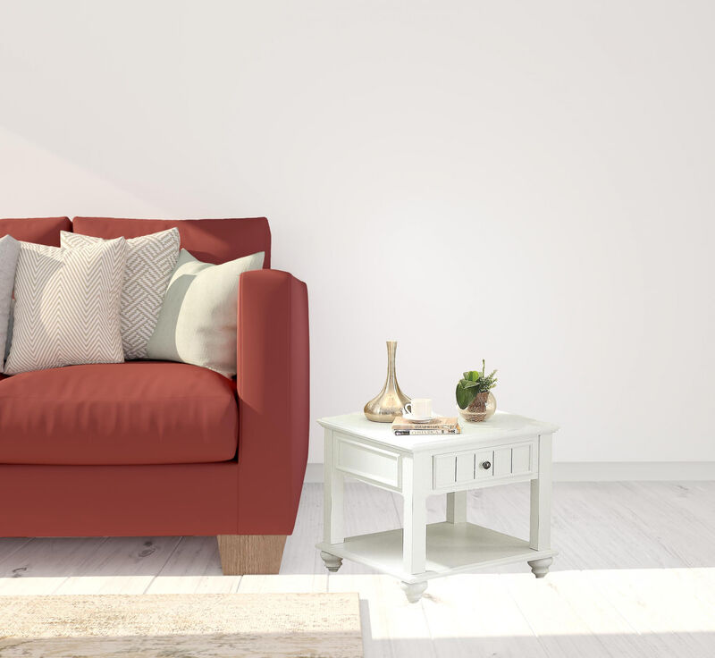 Modern Square End Table with Drawer and Open Shelf for Home Decor