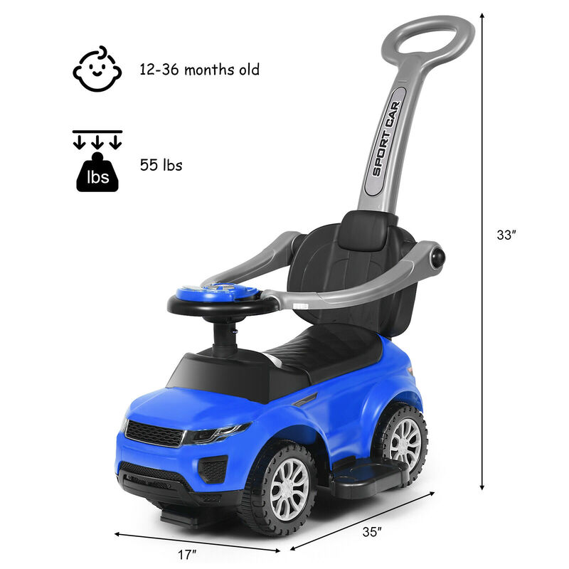 3 in 1 Toddler Ride On Push Car with Stroller Sliding Design and Music image number 2