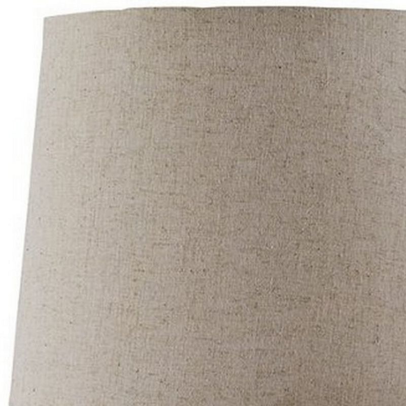 Ribbed Design Metal Body Table Lamp with Tapered Fabric Shade,Set of 2,Gray-Benzara