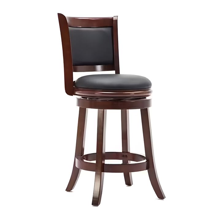 Counter Height Swivel Barstool &ndash; Wood Frame with Padded Faux Leather Seat for Kitchen or Bar