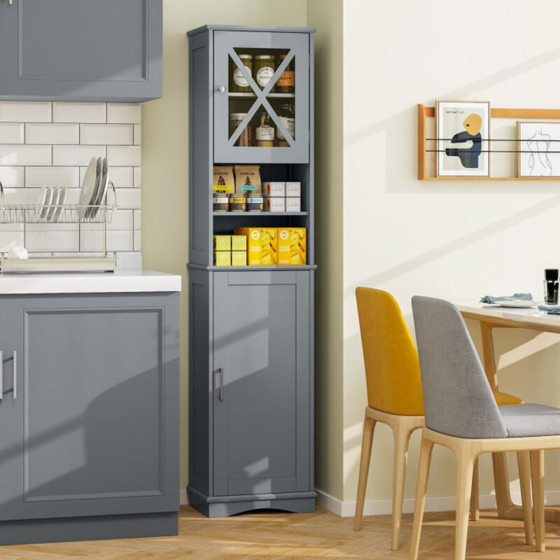 Hivvago Tall Bathroom Cabinet Freestanding Storage Cabinet with 5 Adjustable Shelves