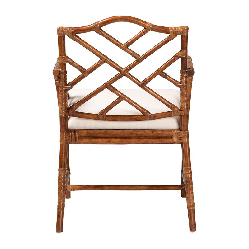 bali & pari Aella Marbled Tortoise Natural Rattan Armchair - Handcrafted Wicker Accent Seating with Open Back image number 4
