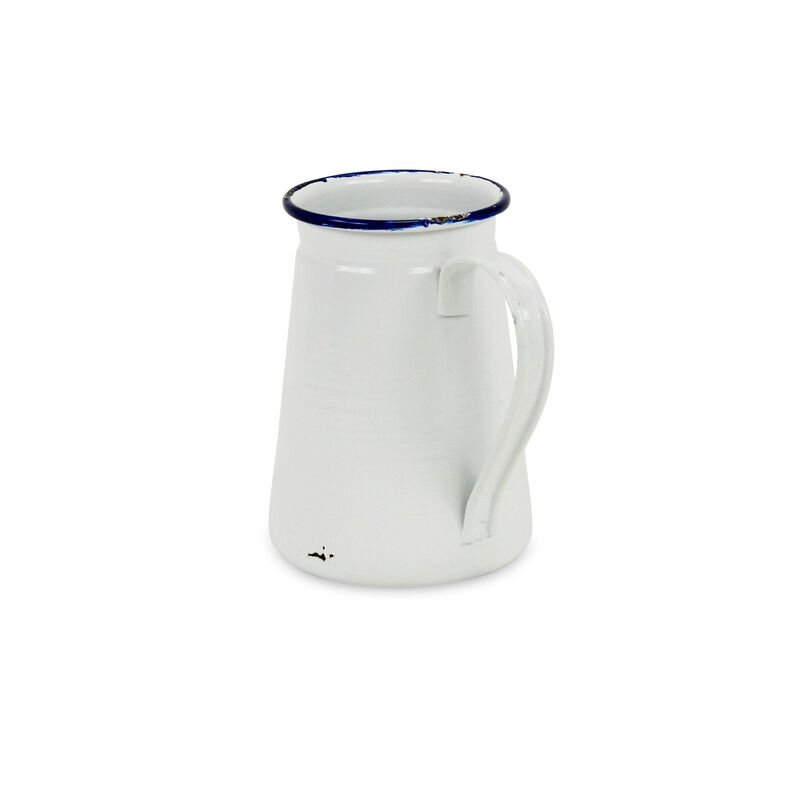 Hivvago 6 Inch White and Blue Metal Jug Vase