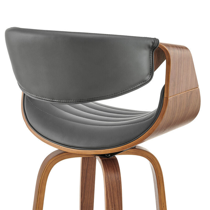 Arya Swivel Counter Stool in Faux Leather and Wood