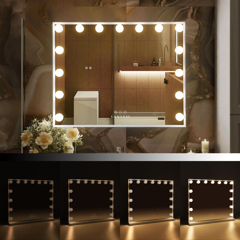 23''x19''  Hollywood Makeup Vanity Mirror 15 LED Bulbs USB Port White