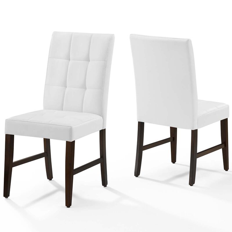 Promulgate Biscuit Tufted Upholstered Faux Leather Dining Side Chair Set of 2 image number 0