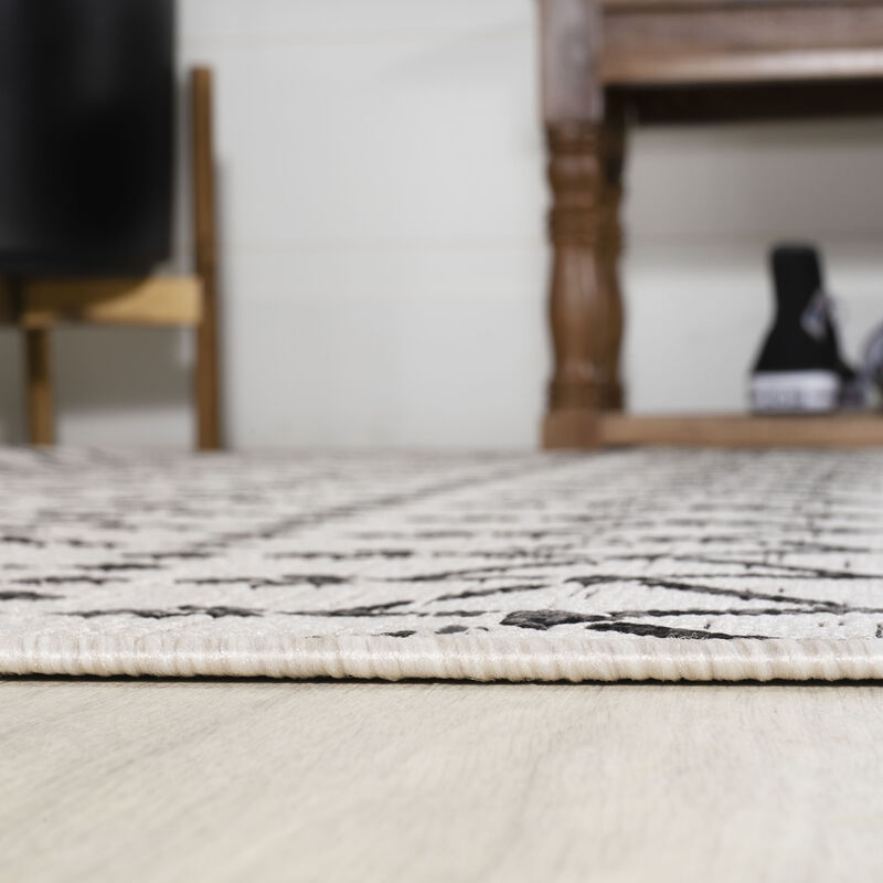 Ourika Moroccan Geometric Textured Weave Round Indoor/Outdoor Area Rug