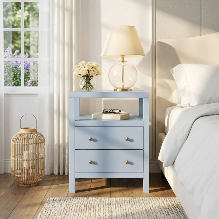 Butler Specialty Nora 21 in. W Rectangular Wood 2 Drawer Nightstand, Light Blue