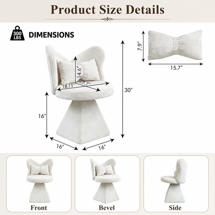 GOODSILO 360 Swivel Butterfly Back Vanity Chair Armless Accent Makeup Seating for Dining, Bedroom, Study and Recreational Use