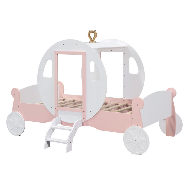 Merax Twin size Princess Carriage Bed with Crown
