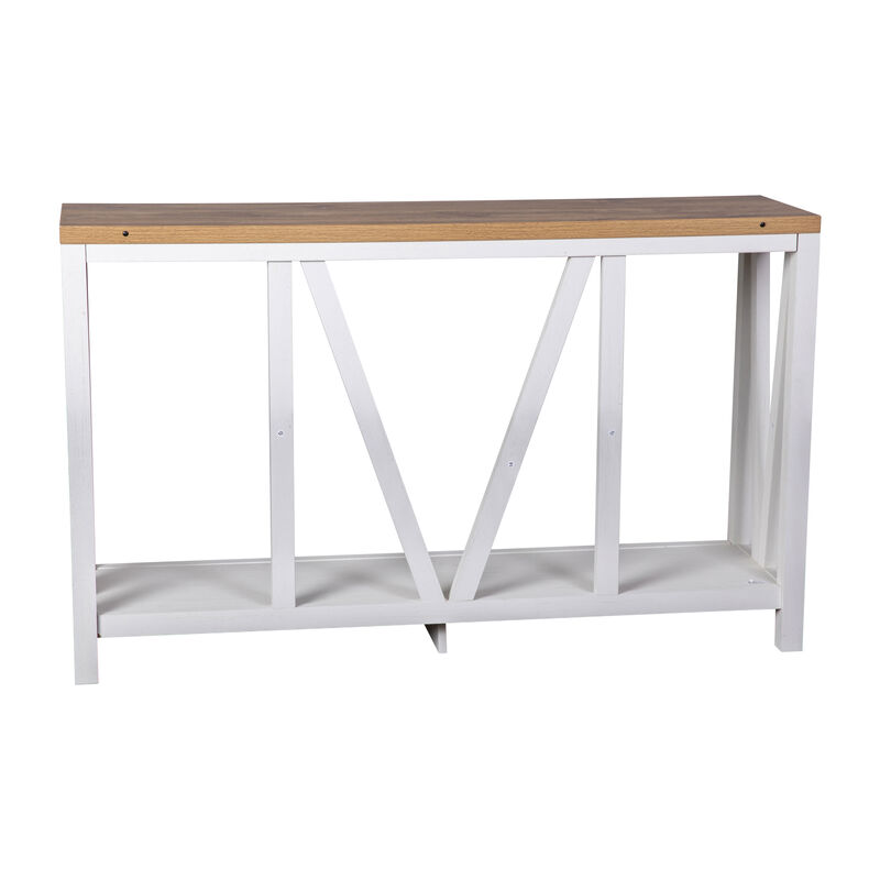 Warm Oak/Marble Entry Table