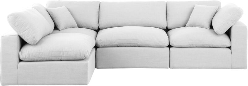 Meridian Furniture Comfy White Linen Textured Fabric Modular Sectional