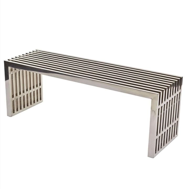 Hivvago Modern Mid Century Stainless Steel Accent Bench