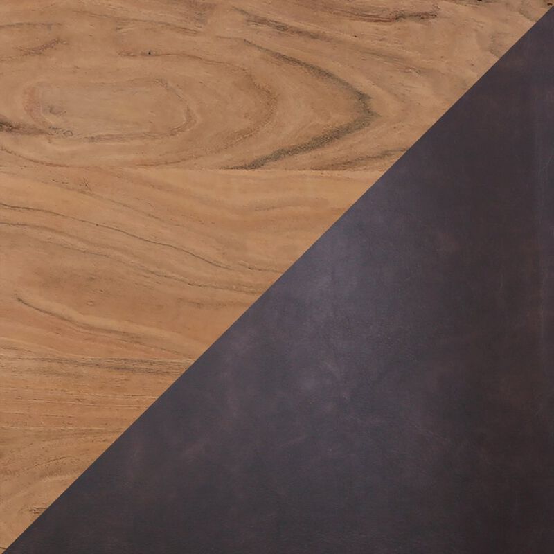 Jofran Seven Piece Solid Acacia Dining Set with Upholstered Mid-Century Modern Chairs