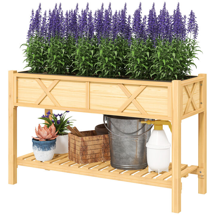 Hivvago 47" Wood Raised Garden Planter with Storage and Drainage
