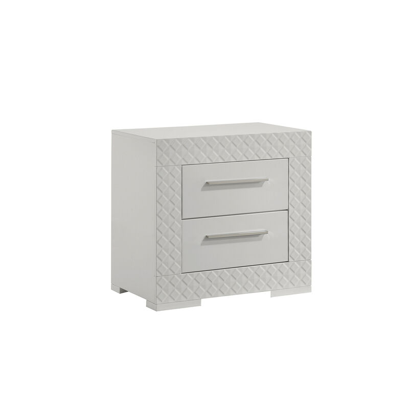 Modern 2 Drawer Nightstand with Quilted Drawer Fronts image number 9