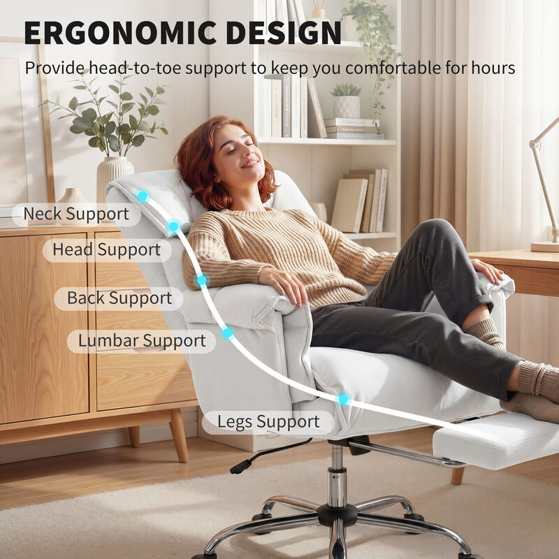 Hivvago Reclining Desk Chair with High Resilience Foam and Rolling Wheels image number 3