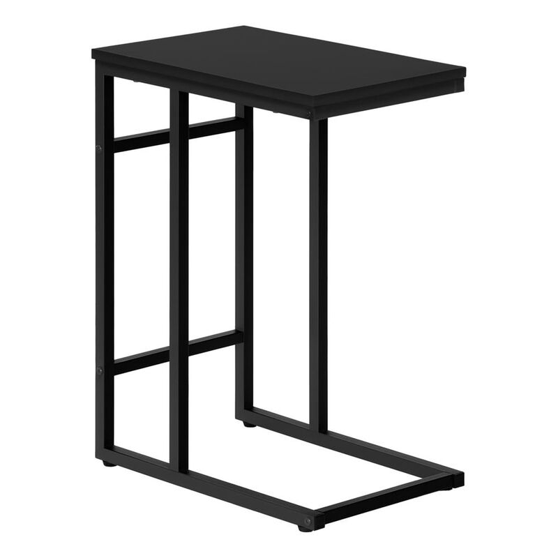 Accent Table, C-shaped, End, Side, Snack, Living Room, Bedroom, Black Laminate