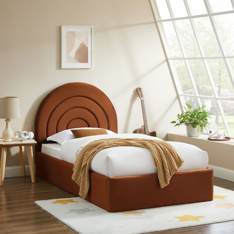 Solana Arched Performance Velvet Twin Platform Bed image number 7