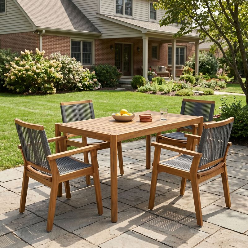 Kekges Outdoor Acacia Wood Dining Set image number 2