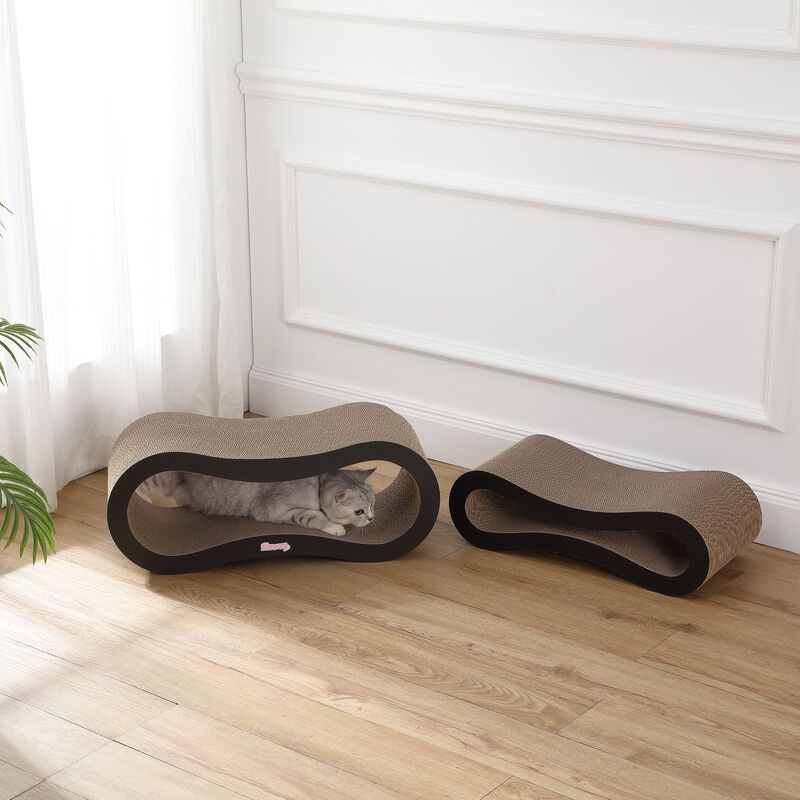 Suvi Modern Cardboard Infinity 2-in-1 Lounge Bed Cat Scratcher with Catnip