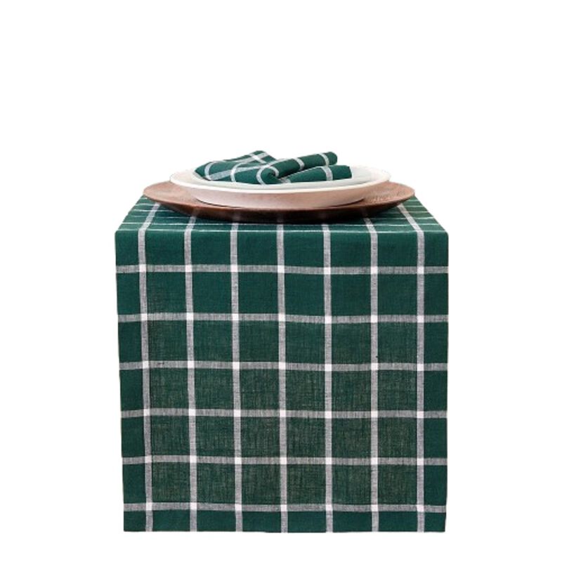 Solino Home 100% Pure Linen Table Runner - Windowpane