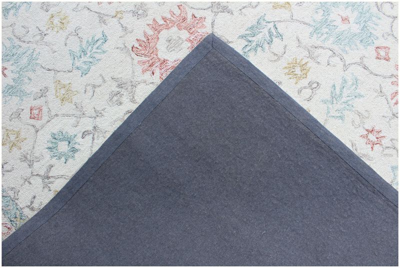 HomeRoots 5' X 8' Ivory and Blue Wool Oriental Hand Tufted Non Skid Area Rug image number 5