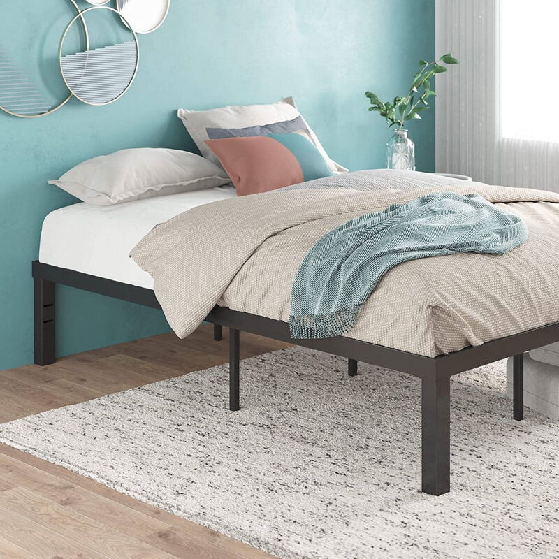 Sturdy Steel Bed Frame &ndash; Minimalist Platform Mattress Foundation